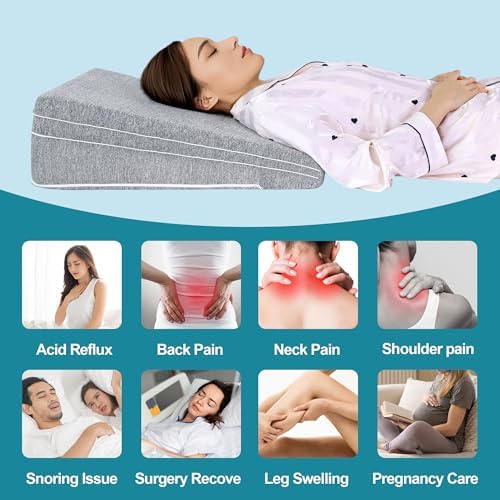 ROYALAY Adjustable Bed Wedge Pillow for Sleeping, Triangle Incline Wedge Pillow for Back Reduce Pressure, Memory Foam Pillow for Post Surgery, Back Support, Leg Elevation, Gerd Acid Reflux, Snoring