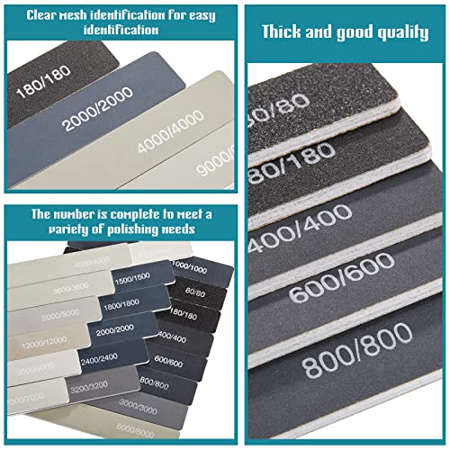 Honoson 40 Pcs Polishing Sticks Sanding Sticks for Plastic Models Metal Accessories Wood Buffing Tools Sandpaper Sanding Polishing Beginner Mini Finger Sander(Rectangle Style)