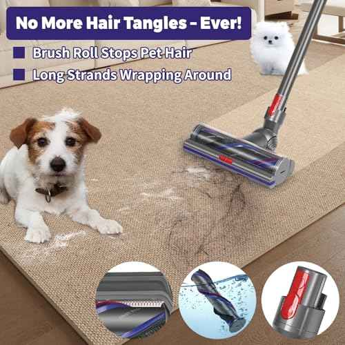High Torque Brush Head for Dyson V10 V11 V15 & V7 V8 Cordless Vacuum Cleaner, Anti-Tangle Adjustable Motorized Wide Head Brush Replacement with Quick-Release, Compatible with Dyson Part No.970100-05
