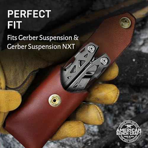 Leather Multitool Sheath for Gerber Suspension & Gerber Suspension NXT (Brown) - Full Grain Leather Belt Tool Holder - Multi Tool Holster w/Solid Brass Rivets - Belt Accessories for Men