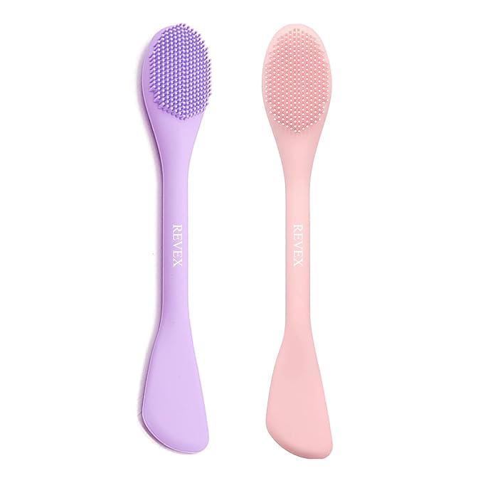 REVEX Pore Cleaning Brush,Face Scrubber,Exfoliating Pore Scrubber,2Pcs Silicone Face Mask Applicator,Mask Applicator Tool for Facial Mud,Face Brush for Women Men.(Pink+PurPle)