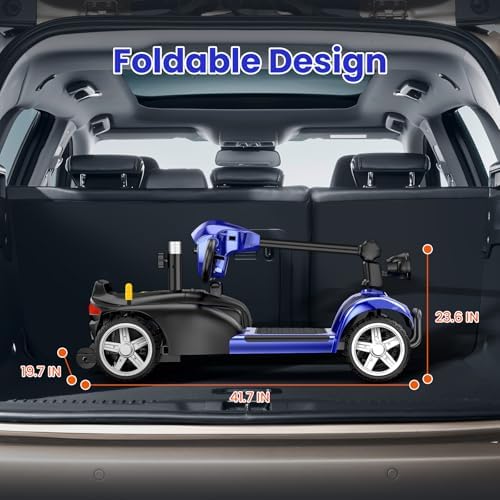 iScooter Mobility Scooter, 4-Wheel Mobility Scooters for Adults & Seniors, 300 lbs Capacity, Lightweight Powered Electric Wheelchair Device with Seat, Detachable Basket, Cup Holder, LED Headlight