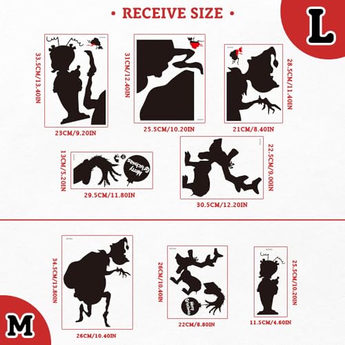 Christmas Window Cling Grinch Decorations Funny Stickers Christmas Movie Cute Xmas Decals Decor Vinyl Elk Wall Art