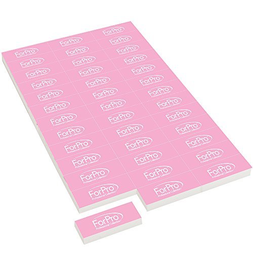ForPro Professional Collection Sparkle Mini Buffer Sheet, Pre-Cut, Double-Sided Manicure & Pedicure Nail Buffers, Pink 400/White 4000 Grit, 39-Count