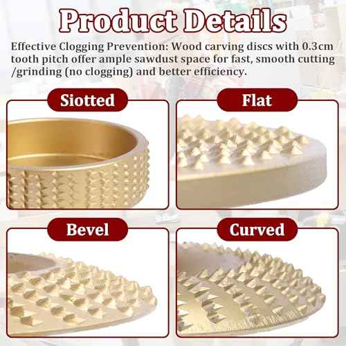 19 Pcs Wood Carving Disc Set for 4" & 4.5" Angle Grinder | Stump Tool Grinding Wheel Disc with 7/8"-5/8" Adapter Ring | Woodworking Cutting Shaping Sanding Polishing Discs Kit for Quick Carving