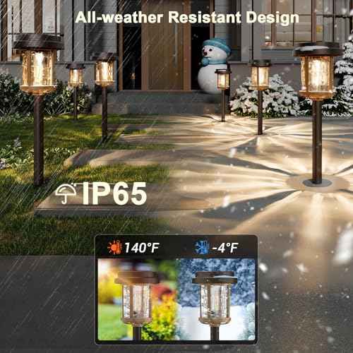 XMCOSY+ Solar Pathway Lights, Dual-Tone Solar Lights Outdoor Waterproof IP65, 20 LM LED Bright Glass Outside Light for Garden Path Yard Walkway Driveway (?Black & Brown)