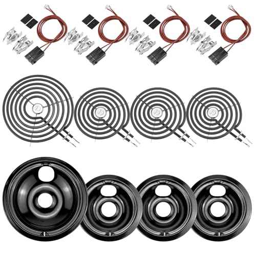 Black Burner Drip Pans WB31M19(8¡±) WB31M20(6¡±) Electric Stove Burner Replacement WB30M1(6") WB30M2(8")&WB17T10006 Terminal Block Compatible for G-E Hot-point Ken-more by MIFLUS