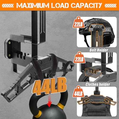 HLOGREE Motorcycle Helmet Holder Rack Wall Mount, Tactical Equipment, Metal Helmet Holder Mount with Hooks, 88lbs Load Capacity, for Motorcycles, Baseballs, Rugby, Military Equipment