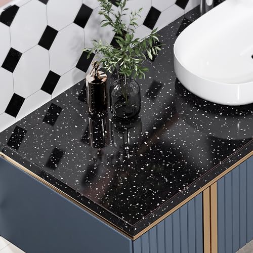Livelynine Galaxy Black Granite Contact Paper for Countertops Waterproof Marble Countertop Peel and Stick Counter Top Covers Kitchen Wallpaper Self Adhesive Desk Vinyl Wrap Bathroom Sticker 15.8x78.8