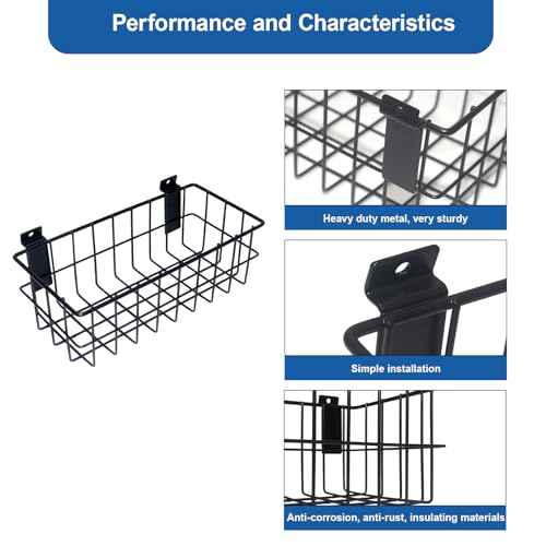 NeatiEase 29 PCS Slatwall Accessories Kit for Garage Rooms Shops Storage, Slat Wall Accessory Includes 3 Pack Slatwall Baskets Set and 26 PCS Multisized Heavy Duty Slatwall Hooks