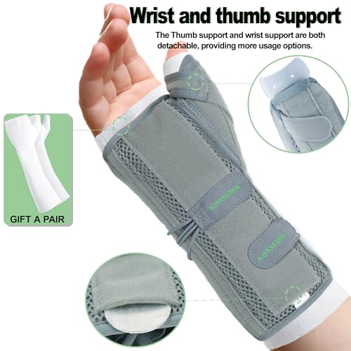 Wrist Brace With Thumb Support for Dequervains Tendonitis,Thumb Brace for Carpal Tunnel, Wrist ganglion cyst, Arthritis Pain Relief,Thumb Spica Splint for night rest(Right Hands,Large)