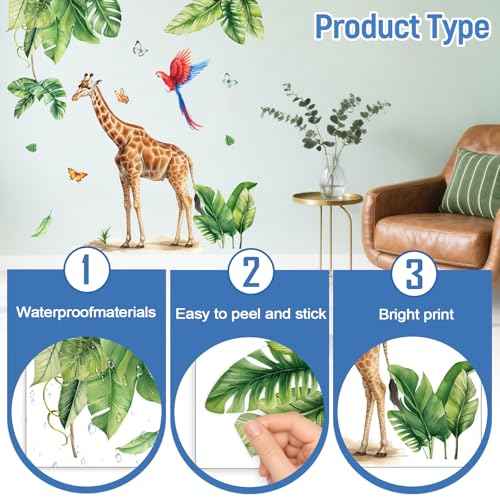 Autumn Squirrel Tree Wall Decals, Woodland Animal Wall Sticker, Nature Themed Wall Art with Butterflie, Birds, Peel and Stick Wall Art Stickers for Kids' Room, Nursery, Playroom, Bedroom, Living Room