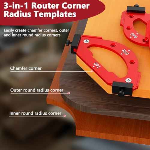 7PCS Router Corner Radius Templates Set Aluminium Alloy CNC Machined Multiple Radius Corner Router Guides for Woodworking R10 T10 R15 R20 T20 R25 R30 T30 R35 T35 R40 T40 R50 T50 R60 T60