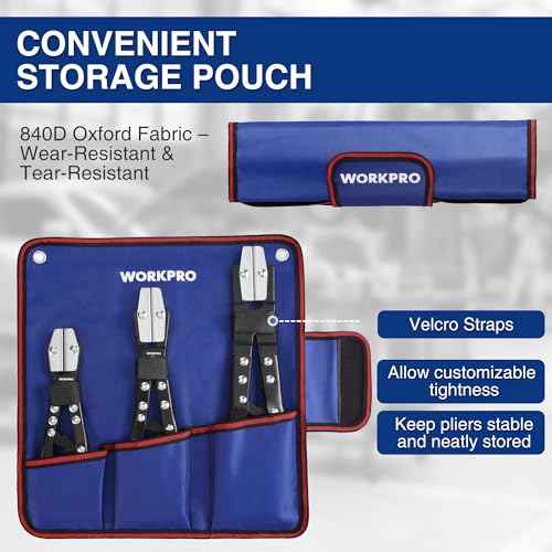 WORKPRO 3-Piece Ratcheting Hose Pinch Off Pliers Set, 8", 10", 12" Locking Hose Pinch Pliers Set with Storage Bag - for Radiator, Coolant, Automotive, Fuel Lines