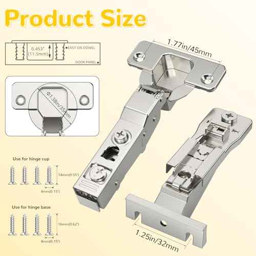Onemake 8 Pack 110¡Æ Face Frame Inset Cabinet Hinges, Soft Closing 3D Adjustment, Clip On Plate, Smooth Slow Close Concealed Hidden Replacement, Easy Installation, Insert Hardware for Kitchen Cupborad