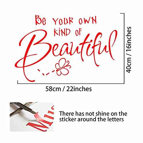 Be Your Own Kind of Beautiful Butterfly Wall Stickers Quote Wall Decor for Bedroom Teen Girl, DIY Decal Wallpaper for Car Window, Livingroom, Bathroom, Teen Bedroom Decor