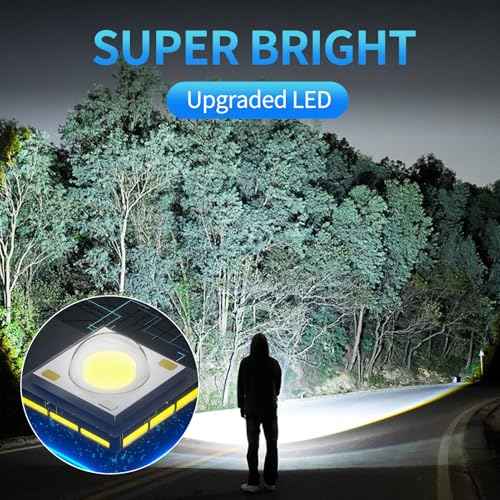 Rechargeable Flashlight High Lumens - 10000LM Powerful Tactical Flashlights with 4 Modes Zoomable LED Flashlight Waterproof Brightest Flash Light for Emergencies Camping Hiking Outdoor C2