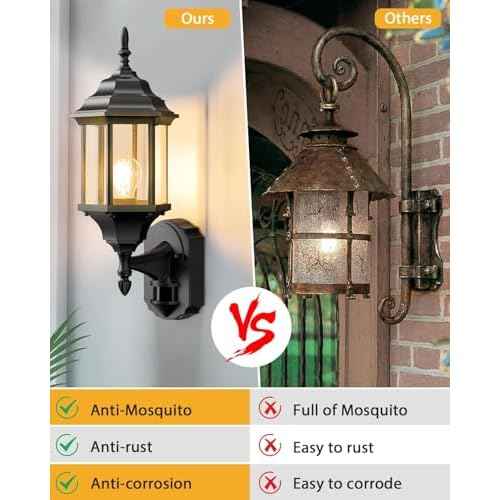 Redluck Motion Sensor Outdoor Lights, 2 Pack 16 inch Dusk to Dawn Outside Porch Lights, Waterproof Anti-Rust Aluminum Outdoor Wall Lights Exterior Lighting Fixtures for House, Garage, Front Door