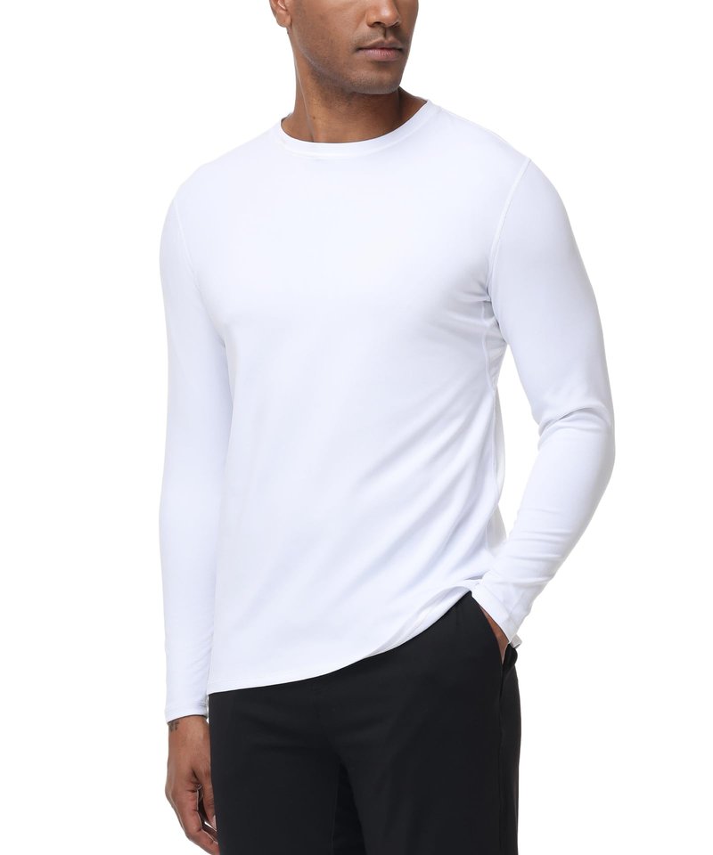 HUGE SPORTS Mens UPF 50+ Rash Guard Long Sleeve for Fishing Surfing Swimming Water Sports - Quick Dry UV Protection Sun Shirt White