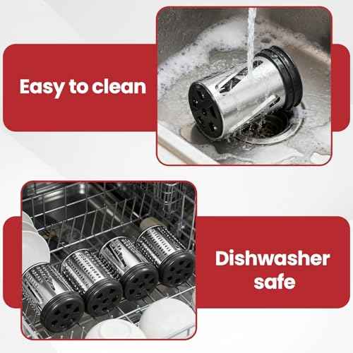 Stainless Steel Slicer Shredder Attachment for KitchenAid Stand Mixers, Large Vegetable Slicer Cheese Grater Attachment for Kitchenaid, Salad Maker Grinding Powder with 4 Blades