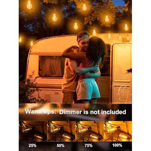 DAMAING 200FT LED Outdoor String Lights with 100+5 Shatterproof Edison LED Bulbs A39, Waterproof Commercial Grade Patio String Lights for Outside Porch Backyard Garden Deck Decor, 2200K Dimmable