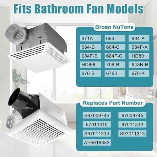 684, HD80L Replacement Motor, S97009745 Bathroom Fan Motor Assembly for Broan NuTone 676, 684-B, 684-C, 684F-A, 684F-B, 684F-C, 684-A, HD80, 684N, 676-S, 676-K, 671A Exhaust Fan Motor Replacement