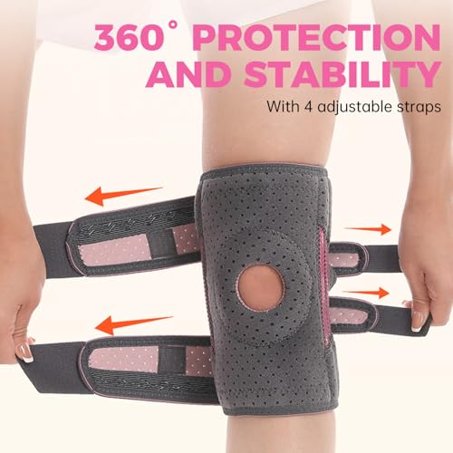 Knee Brace for Women - Adjustable Support for Arthritis, ACL Meniscus Tear & Knee Pain Relief or Injury Recovery - Plus Dual Side Stabilizers (Woman Grey, Size(14.2in-19in))