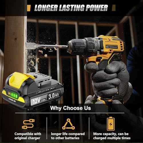 TenHutt ¡¼Upgrade¡½ 12V 3.0Ah Replacement Battery for Dewalt 12V MAX Cordless Power Tool DCB120 DCB123 DCB124 DCB127 Lithium-ion Battery