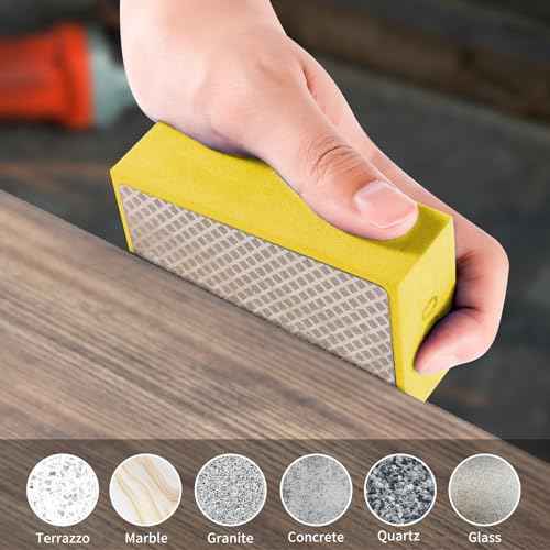 XKDOUS 4PCS Diamond Hand Polishing Pads, 60/100/200/400 Sanding Pads Tile Tools Sanding Block Polishing for Ceramic Tile Glass Stone Marble Granite Metal Grinding