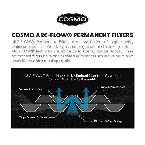 COSMO COS-668ICS750 30 in. Lumin Collection 380 CFM Ducted Island Range Hood, Soft Touch Controls, LED Lights, Stainless Steel