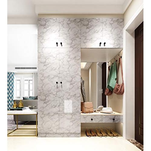 LACHEERY Grey White Marble Contact Paper Decorative Cabinet Contact Paper Waterproof Kitchen Countertop Peel and Stick Wallpaper for Backsplash Drawer Liners Self Adhesive Wall Paper Roll 15.8"x80"