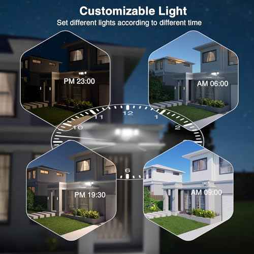 Onforu 55W Smart LED Flood Lights Outdoor, 5500LM, Tunable 2700K-6500K, APP Control, WiFi Alexa Security Lights with Timer & Adjustable 3 Head, IP65 Waterproof for House, Yard, Porch, Garage, Backyard