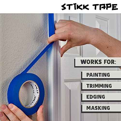 STIKK Painters Tape - 3pk White Painter Tape - 1/4 inch x 60 Yards - Paint Tape for Painting, Edges, Trim, Ceilings - Masking Tape for DIY Paint Projects - Residue-Free Painting Tape