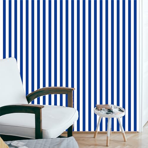 GLOW4U Peel and Stick Navy Blue Striped Wallpaper Self Adhesive Blue White Stripe Shelf Liner Contact Paper for Cabinets Dresser Drawers Furniture Wall Crafts Decal 17.7X117 Inches