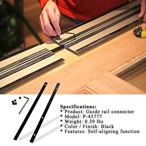 Guide Rail Connector Set P-45777 for Makita Track Saw Long Cuts£¬ Also Compatible with Festool, Fit for DeWalt, Fit in Integrated Guide Rail T-Slots for Secure Cutting, 2 PCS, Black