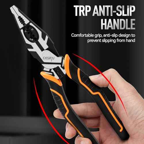 DISEN Electrical Pliers 9", Multifunctional Combination Needle-Nose Pliers with Stripping, Cutting, Screwing, Crimping and Winding Function