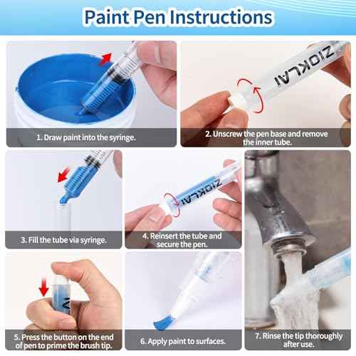 Refillable Touch Up Paint Pen Set 3 Paint Touch Up Pens Fillable Pens with 3 Syringes & 3 Brush Heads (Fine, Round, Flat) for Walls, Wood, Furniture, Cabinets, DIY