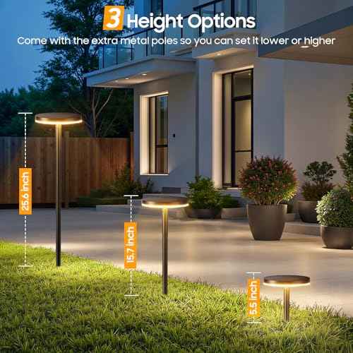 6 Pack Solar Pathway Lights Outdoor-4X Larger Solar Panel, Super Bright 75 Lumens Outdoor Lights Waterproof, 2 Modes with Adjustable Head-Auto On/Off Garden Light for Yard Patio Path Walkway