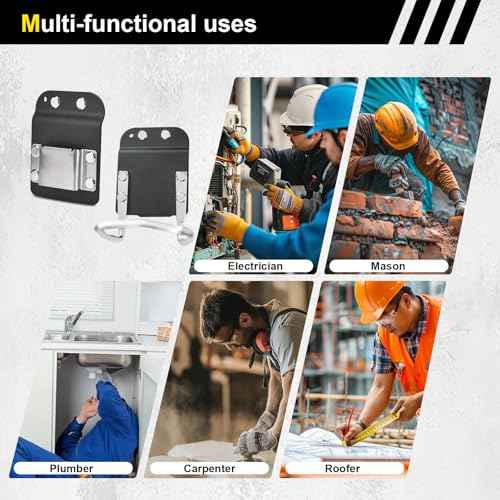 Tape Measure and Hammer Holder, Tool Belt Clip System with Drill Holster & Hammer Loop, Fits 2 Inch Belts for Standard Tape Measures, Claw Hammers, Mallets and Tool Organization