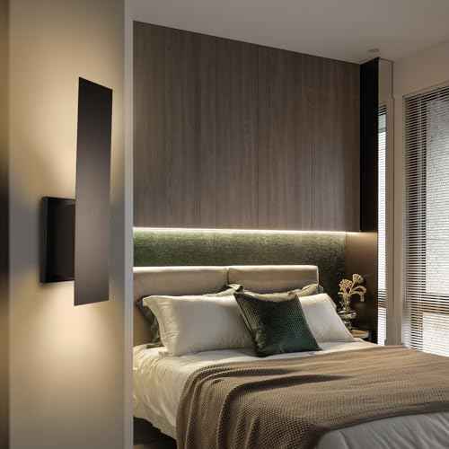 Indoor Wall Sconces, Modern Wall Lights, Up and Down Wall Mount Light, Dimmable Hardwired Wall Light for Bedroom, Living Room, Hallway, GU10 Bulbs Excluded, 2 Pack (Matt Black)