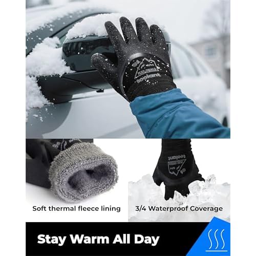 toolant Winter Work Gloves for Men & Women, 3/4 Waterproof Freezer Gloves with Thermal Insulated, Durable, Strong Grip