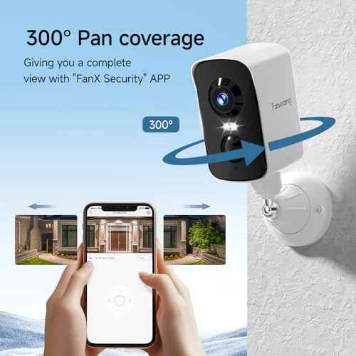 fanxiang 2K Wireless Security Camera Outdoor Rechargeable Battery Camera WiFi, 300¡Æ Pan Rotating, AI Motion Detection, PIR, Color Night Vision, Spotlight, Siren, Two-Way Talk, IP65, SD/Cloud Storage