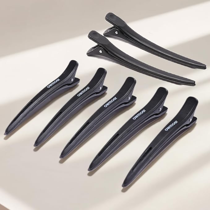 6PCS Professional Duckbill Hair Clips, 4.7 Inch Anti-Slip Sectioning Clips, Strong Hold Non-Deformable Styling Clips for Salon Long Thick Hair, Black