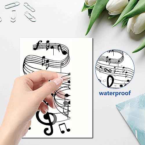 CRASPIRE 8 Sheets Musical Note Wall Stickers PVC Waterproof Self-Adhesive Window Decals Piano Guitar Heart Peel and Stick Removable for Classroom Home Decoration Bedroom Bathroom Wall Art