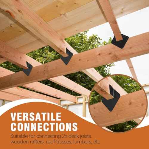 14-Gauge(2MM) Hurricane Ties for Rafters, 40 Pack Strong Hurricane Straps Brackets, Hot Dip Galvanized Powder Coating Hurricane Clips Joist Hangers for 2X Deck Joists, Roof Trusses, Black