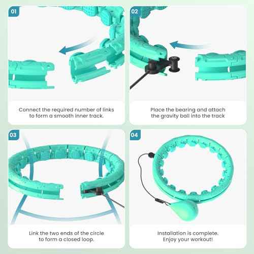 Weighted Infinity Exercise Hoop - 64in 30 Links Smart Hoop for Adult Weight Loss, Plus Size Low-Impact Fitness Hoop for Beginners & Women?