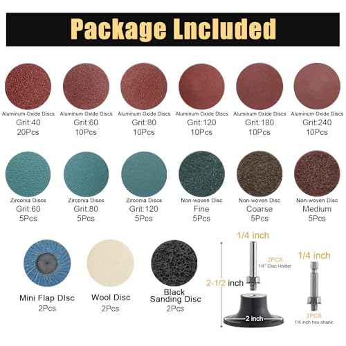 ZEHIQ 110Pcs 2 inch Die Grinder Sanding Disc Accessories Set, Surface Conditioning Grinding Disc Attachments,Quick Change Disc with 1/4 inch Holder, Die Grinder Accessories for Rust Paint Removal