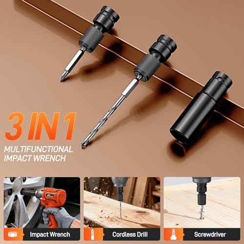 Cordless Impact Wrench, 1/2¡± Brushless Impact Gun, 369ft-lbs(500N.m), Power Impact Driver Kit with 4.0Ah Battery & Fast Charger, Electric Impact Driver Set for Car/DIY Furniture/Mower