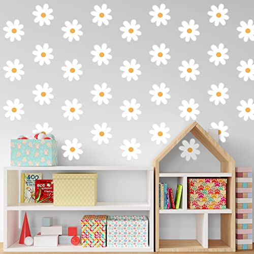 36pcs White Daisy Floral Wall Decals for Kids, Nursery, Classroom, Living Room