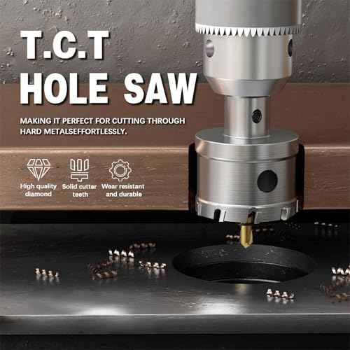 19 PCS (1/2" to 2-1/8") Carbide Hole Saw Kit for Metal - Heavy Duty TCT Hole Cutter Drill Bits Set with Titanium Pilot & L-Wrench, for Stainless Steel/Iron/Aluminum | Metal|